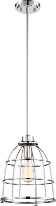 Nuvo 60-5839 MAXX 1 LIGHT LARGE PENDANT Maxx 1 Light Large Caged Pendant with 60W Vintage Lamp Included Polished Nickel Finish (Discontinued)