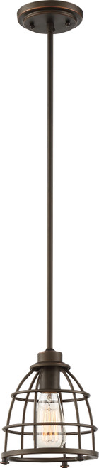 Nuvo 60-5847 MAXX 1 LIGHT SMALL PENDANT Maxx 1 Light Small Caged Pendant with 60W Vintage Lamp Included Mahogany Bronze Finish (Discontinued)