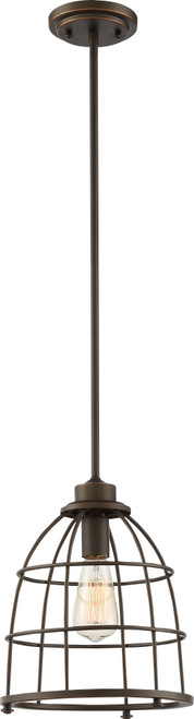 Nuvo 60-5849 MAXX 1 LIGHT LARGE PENDANT Maxx 1 Light Large Caged Pendant with 60W Vintage Lamp Included Mahogany Bronze Finish (Discontinued)