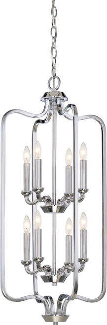 Nuvo 60-5872 WILLOW 2 TIER 8LT CAGE PEND Willow 8 Light Caged Pendant Polished Nickel (Discontinued)