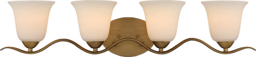 Nuvo 60-5873 DILLARD 4 LIGHT VANITY Dillard 4 Light Vanity Natural Brass with White Glass (Discontinued)