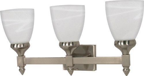 Nuvo 60-593 TRIUMPH 3 LT VANITY FIXTURE Triumph 3 Light 21 in. Vanity with Sculptured Glass Shades (Discontinued)