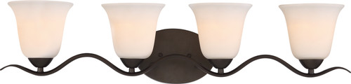 Nuvo 60-5973 DILLARD 4 LIGHT VANITY Dillard 4 Light Vanity Forest Bronze with White Glass (Discontinued)