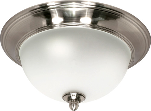 Nuvo 60-618 PALLADIUM 2LT 14" FLUSH FIXTRE Palladium 2 Light 14 in. Flush Mount with Satin Frosted Glass Shades (Discontinued)