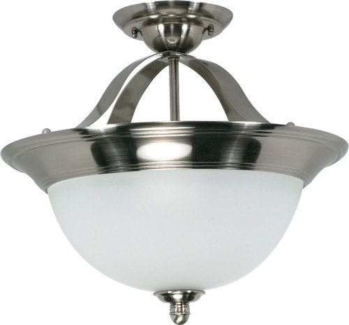 Nuvo 60-620 PALLADIUM 3 LT 16" SEMI FLUSH Palladium 2 Light 16 in. Semi-Flush with Satin Frosted Glass Shades (Discontinued)