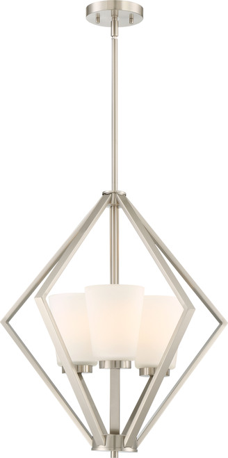 Nuvo 60-6245 NOME 3 LIGHT PENDANT Nome 3 Light Pendant Fixture Brushed Nickel Finish (Discontinued)