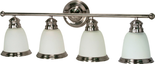 Nuvo 60-625 PALLADIUM 4 LT VANITY FIXTURE Palladium 4 Light 31 in. Vanity with Satin Frosted Glass Shades (Discontinued)