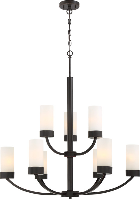 Nuvo 60-6329 DENVER 9 LIGHT CHANDELIER Denver 9 Light Chandelier Fixture Mahogany Bronze Finish (Discontinued)