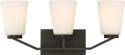 Nuvo 60-6343 NOME 3 LIGHT VANITY Nome 3 Light Vanity Fixture Mahogany Bronze Finish (Discontinued)