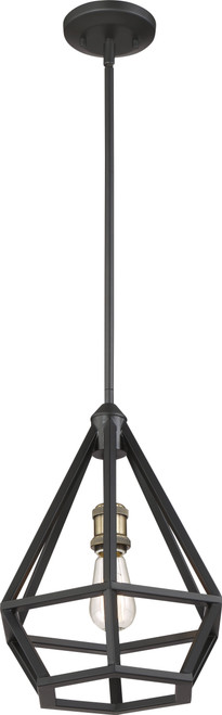 Nuvo 60-6363 ORIN 1 LIGHT PENDANT Orin 1 Light Pendant Fixture Aged Bronze with Brass Accents Finish (Discontinued)