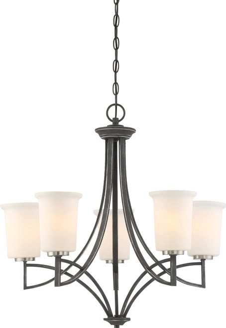 Nuvo 60-6375 CHESTER - 5 LIGHT CHANDELIER Chester 5 Light Chandelier Fixture Iron Black Finish (Discontinued)