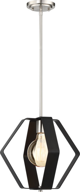 Nuvo 60-6392 ZEN 1 LIGHT 14 IN PENDANT Zen 1 Light 14 in. Pendant Matte Black Finish with Brushed Nickel Accents (Discontinued)
