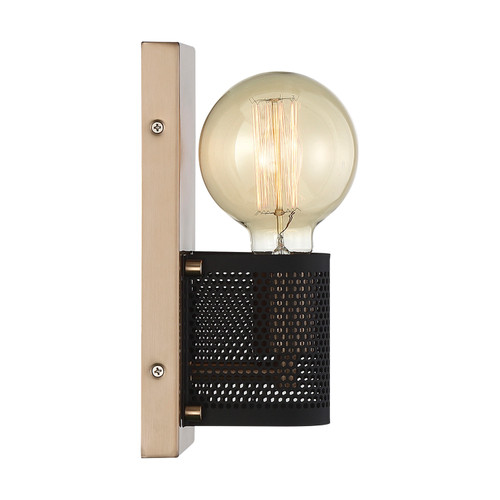 Nuvo 60-6661 PASSAGE 1 LIGHT WALL SCONCE Passage 1 Light Wall Sconce Copper Brushed Brass Finish with Black Mesh (Discontinued)