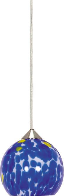 Nuvo 60-670 CASPBLU SPHERE HAL PEND BR/NIC 1 Light 6 in. Halogen Pendant Caspian Blue Sphere (Discontinued)