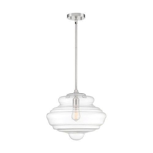 Nuvo 60-6769 STORRIER 1 LIGHT PENDANT Storrier 1 Light Pendant Fixture Polished Nickel Finish with Clear Glass (Discontinued)