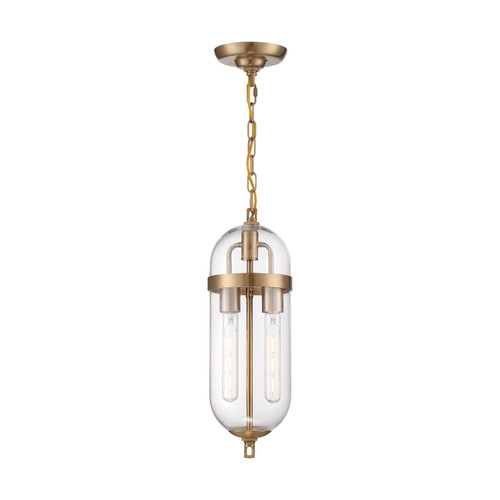 Nuvo 60-6912 FATHOM 2 LIGHT PENDANT Fathom 2 Light Pendant Fixture Vintage Brass Finish with Clear Glass (Discontinued)