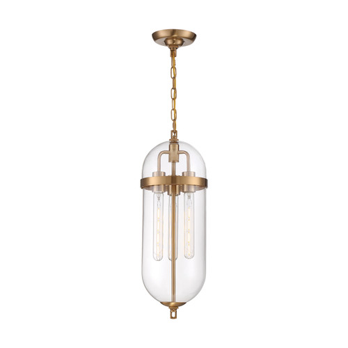 Nuvo 60-6913 FATHOM 3 LIGHT PENDANT Fathom 3 Light Pendant Fixture Natural Brass Finish with Clear Glass (Discontinued)