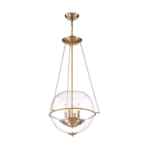 Nuvo 60-6943 ODYSSEY 4 LIGHT PENDANT Odyssey 4 Light Pendant Fixture Vintage Brass Finish with Clear Glass (Discontinued)