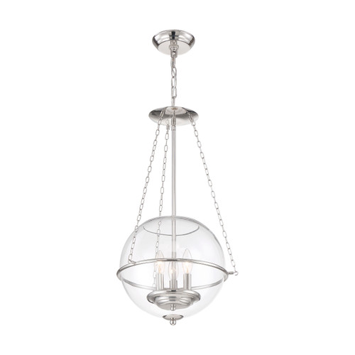 Nuvo 60-6952 ODYSSEY 3 LIGHT PENDANT Odyssey 3 Light Pendant Fixture Polished Nickel with Clear Glass (Discontinued)