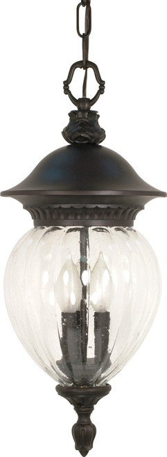 Nuvo 60-788 BALUN 3 LT HANGING LANTERN Balun 3 Light 22 in. Hanging Lantern with Clear Melon Seed Glass (Discontinued)