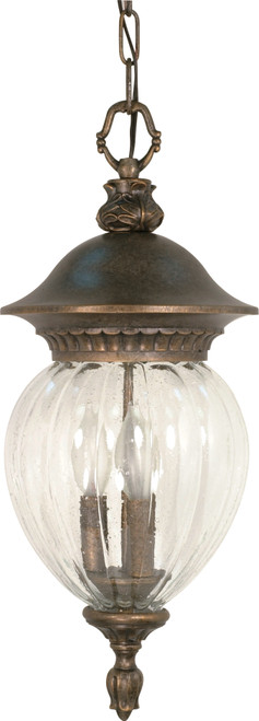 Nuvo 60-789 BALUN 3 LT HANGING LANTERN Balun 3 Light 22 in. Hanging Lantern with Clear Melon Seed Glass (Discontinued)