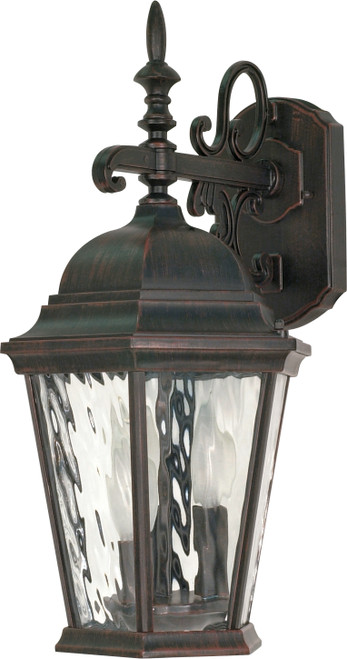 Nuvo 60-792 WALL LANT FORDHAM PEN BRONZE Fordham 3 Light 20 in. Wall Lantern Arm Down with Clear Water Glass (Discontinued)