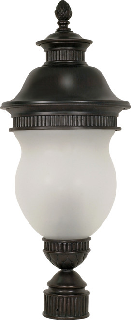 Nuvo 60-883 LUXOR 3 LT POST LANTERN Luxor 3 Light 27 in. Post Lantern with Satin Frost Glass (Discontinued)