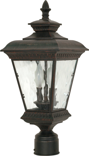 Nuvo 60-974 POST LANT CHARTER PEN BRONZE Charter 2 Light 20 in. Post Lantern with Clear Water Glass (Discontinued)