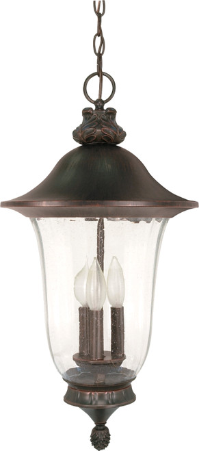 Nuvo 60-981 PARISIAN 3 LT HANGING LANTERN Parisian 3 Light 24 in. Hanging Lantern with Fluted Seed Glass (Discontinued)