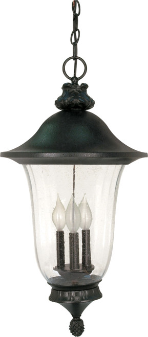 Nuvo 60-982 PARISIAN 3 LT HANGING LANTERN Parisian 3 Light 24 in. Hanging Lantern with Fluted Seed Glass (Discontinued)