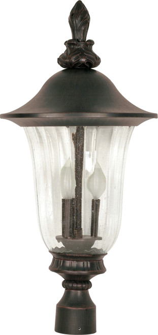 Nuvo 60-983 PARISIAN 3 LT POST LANTERN Parisian 3 Light 27 in. Post Lantern with Fluted Seed Glass (Discontinued)