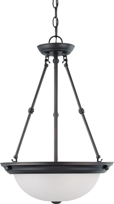 Nuvo 62-1017 LED 3 LT 15" PEND - LAMPS INCL 3 Light LED 15 in. Pendant Mahogany Bronze Finish Frosted Glass Lamps Included (Discontinued)