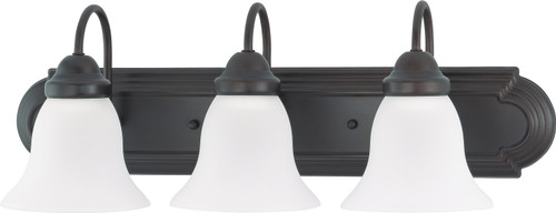 Nuvo 62-1025 LED BALLERINA 3 LT 24" VANITY 3 Light Ballerina LED 24 in. Vanity Wall Fixture Mahogany Bronze Finish Frosted Glass Lamps Included (Discontinued)