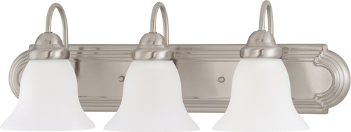 Nuvo 62-1125 LED BALLERINA 3 LT 24" VANITY 3 Light Ballerina LED 24 in. Vanity Wall Fixture Brushed Nickel Finish Frosted Glass Lamps Included (Discontinued)