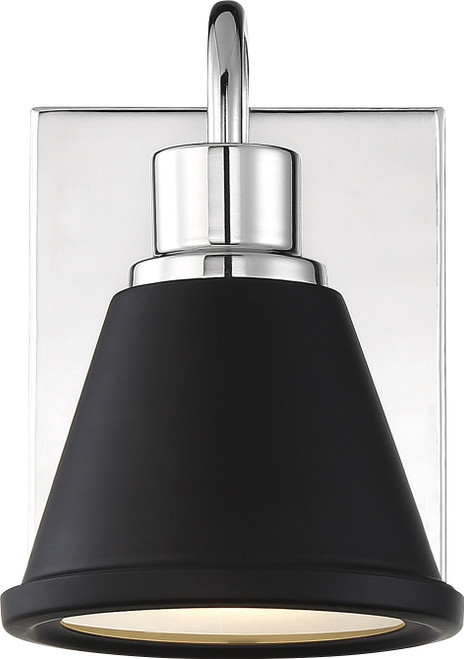 Nuvo 62-1471 BETTE LED 1 LIGHT VANITY Bette 1 Light LED Vanity Polished Nickel Finish with Matte Black Metal Shade (Discontinued)