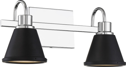 Nuvo 62-1472 BETTE LED 2 LIGHT VANITY Bette 2 Light LED Vanity Polished Nickel Finish with Matte Black Metal Shade (Discontinued)