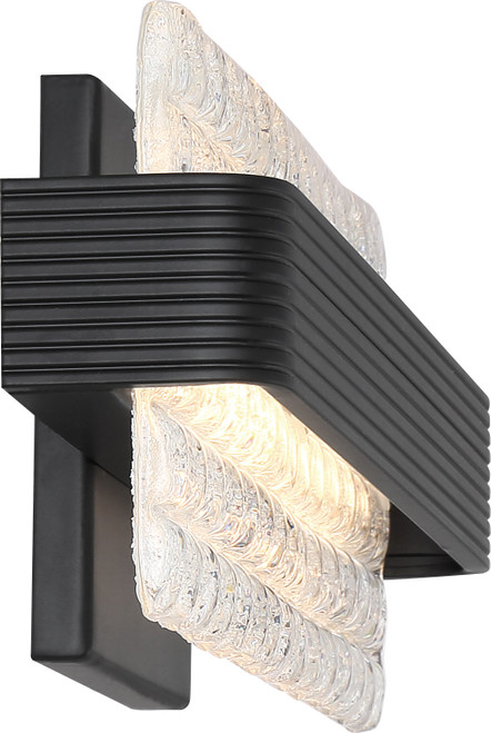 Nuvo 62-1482 CERES LED 12W VANITY Ceres LED Vanity 12W Matte Black Finish with Ice Cube Glass (Discontinued)