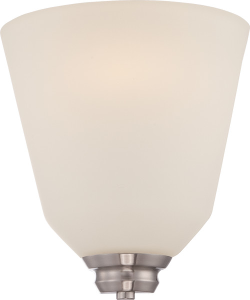 Nuvo 62-361 CALVIN 1 LT LED WALL SCONCE Calvin 1 Light Wall Sconce with Satin White Glass LED Omni Included (Discontinued)