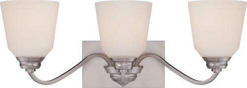 Nuvo 62-368 CALVIN 3 LT VANITY / OMNI LED Calvin 3 Light Vanity Fixture with Satin White Glass LED Omni Included (Discontinued)