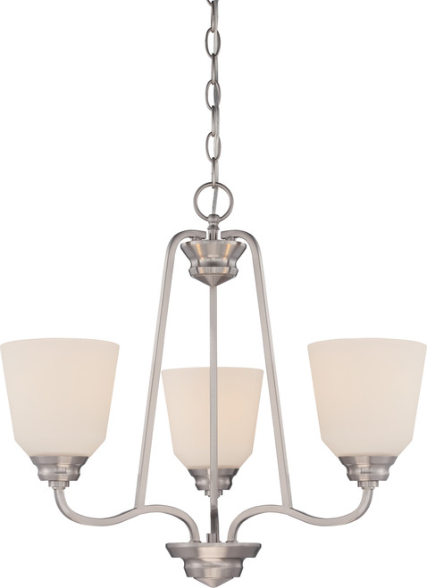 Nuvo 62-369 CALVIN 3 LT CHNDLR / OMNI LED Calvin 3 Light Chandelier with Satin White Glass LED Omni Included (Discontinued)