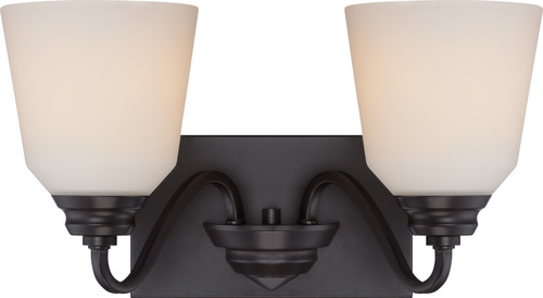 Nuvo 62-377 CALVIN 2 LT VANITY / OMNI LED Calvin 2 Light Vanity Fixture with Satin White Glass LED Omni Included (Discontinued)
