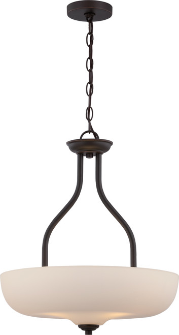 Nuvo 62-395 KIRK 3 LT LED PENDANT Kirk 3 Light Pendant with Etched Opal Glass LED Omni Included (Discontinued)