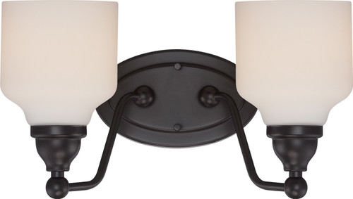 Nuvo 62-397 KIRK 2 LT VANITY / OMNI LED Kirk 2 Light Vanity Fixture with Satin White Glass LED Omni Included (Discontinued)