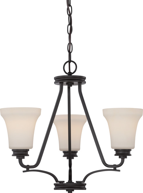 Nuvo 62-439 CODY 3 LT CHNDLR / OMNI LED Cody 3 Light Chandelier with Satin White Glass LED Omni Included (Discontinued)
