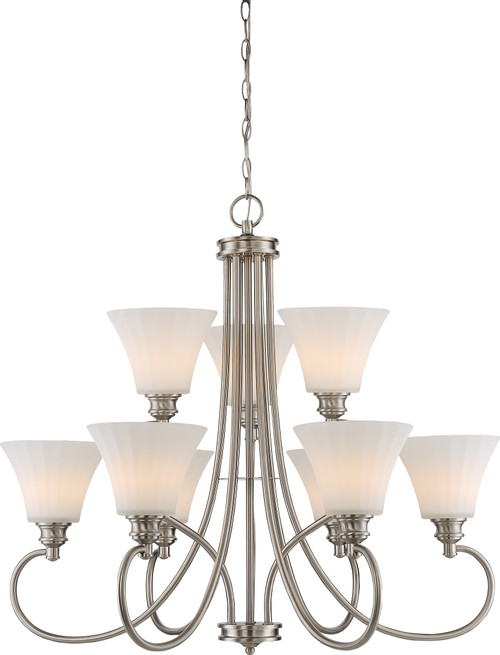 Nuvo 62-810 TESS 9 LIGHT 2 TIER CHANDELIER Tess 9 Light Chandelier Brushed Nickel Finish (Discontinued)