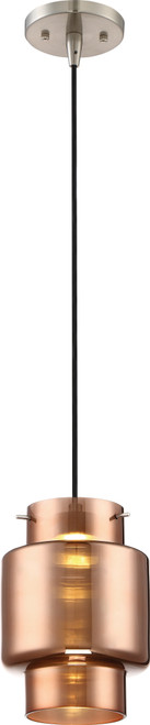 Nuvo 62-889 DEL 1 LIGHT LED MINI PENDANT Del LED Mini Pendant with Copper Glass Brushed Nickel Finish (Discontinued)