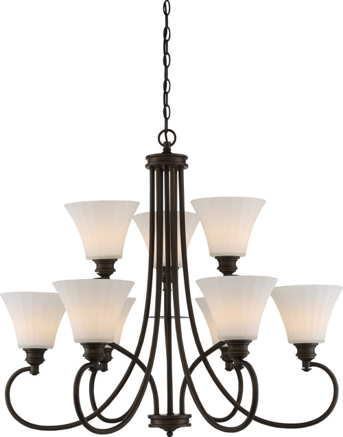Nuvo 62-910 TESS 9 LIGHT 2 TIER CHANDELIER Tess 9 Light Chandelier Aged Bronze Finish (Discontinued)