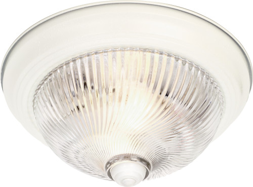 Nuvo SF76-028 2 LIGHT 13" FLUSH MOUNT 2 Light - 13" - Flush Mount - Clear Ribbed Swirl Glass (Discontinued)