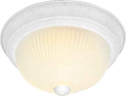 Nuvo SF76-218 2 LIGHT 13" FLUSH MOUNT 2 Light - 13" - Flush Mount - Frosted Ribbed Swirl Glass (Discontinued)