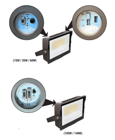 PT-FLS1-140W-3CCT-UB - 140 Watt Flood Light - Portor Lighting
